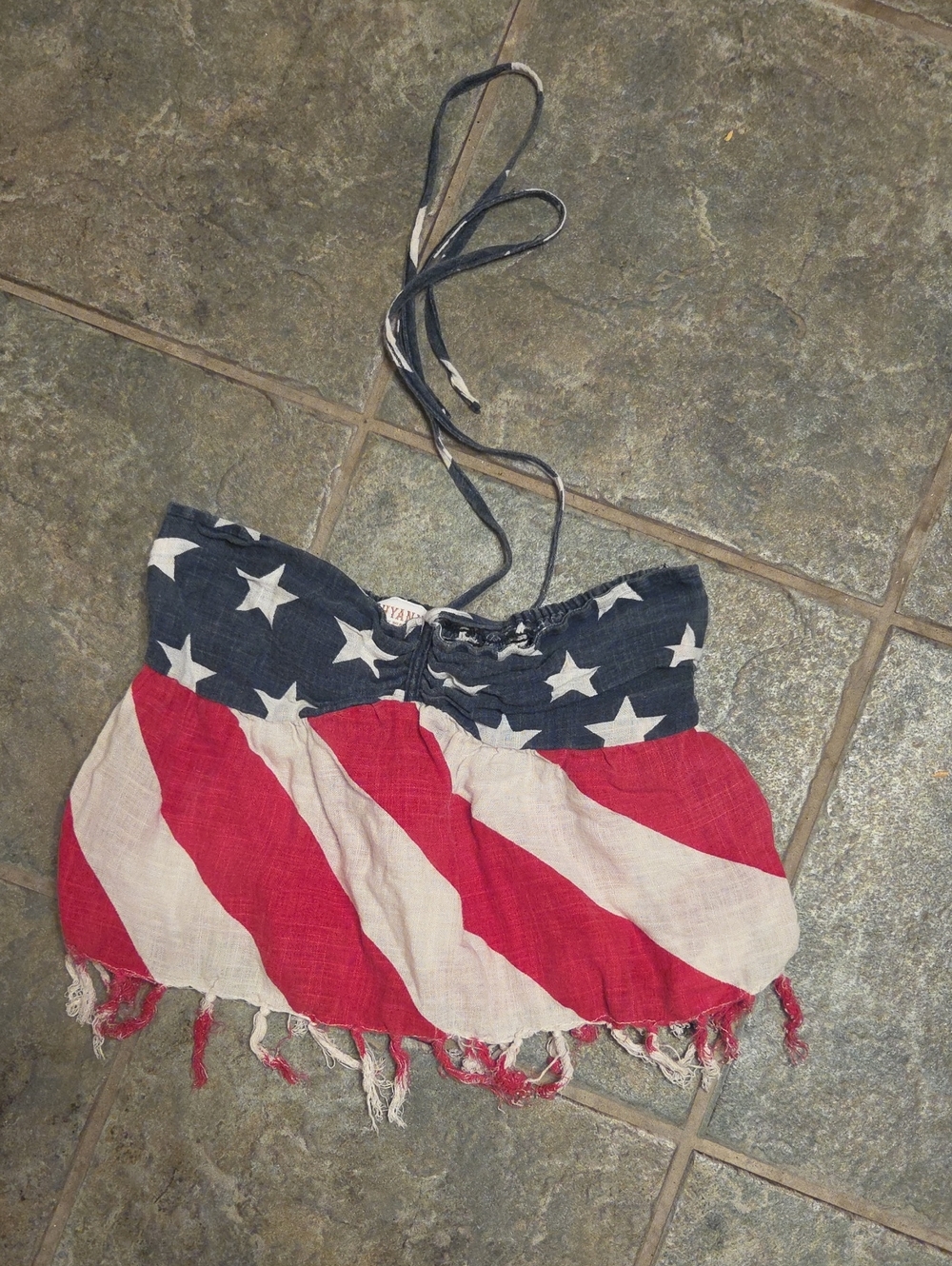 Shyanne Red White Blue American Flag Halter Crop Top